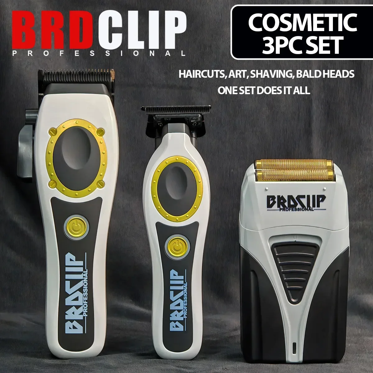 BRDCLIP 3PC 3 Colour 8800RPM Oil Head Professional Hair Clipper Hair Salon Haircut Trimmer Electric Shaver with Charging Base