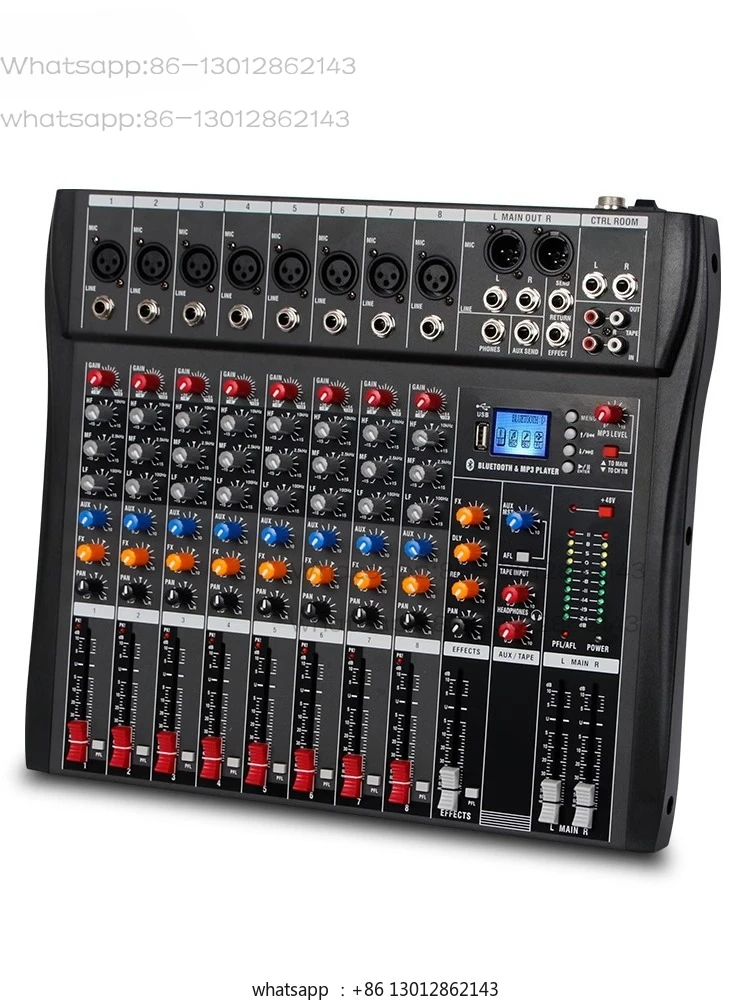 DT8S Professional 8-way Mixer DSP Effect USB Bluetooth Reverb