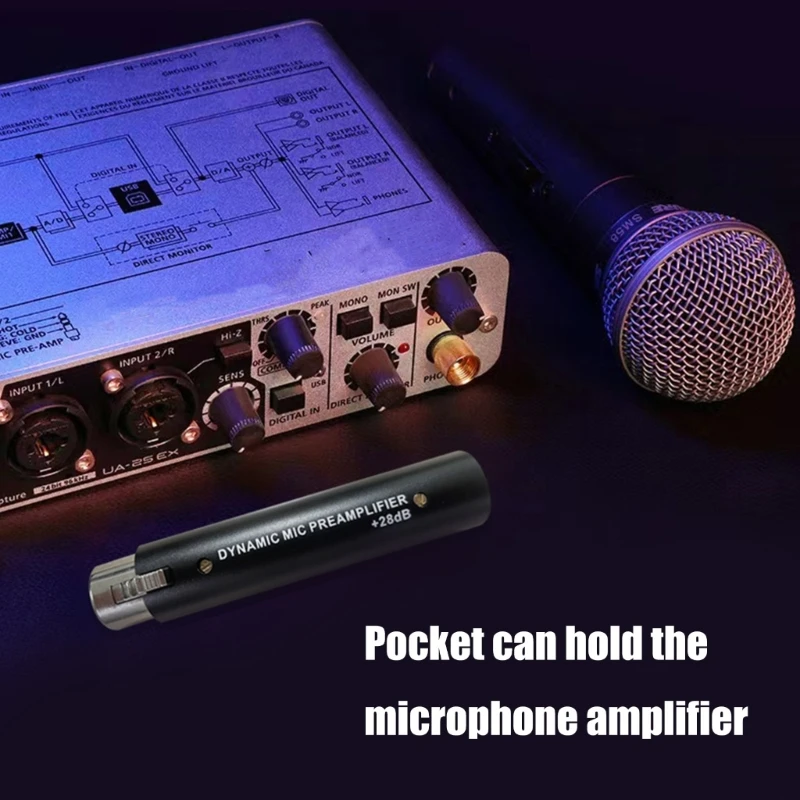 HD1 インライン ダイナミック マイク サウンド ブースター、プリアンプ付き、エンターテイメント ライブ スタジオ用