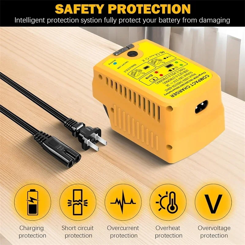 

Fast Wireless Charger Adapter for Dewelt 18V 20V DCB204 DCB206 Li-ion Battery with Type C & USB Output ,3A Phone Charger