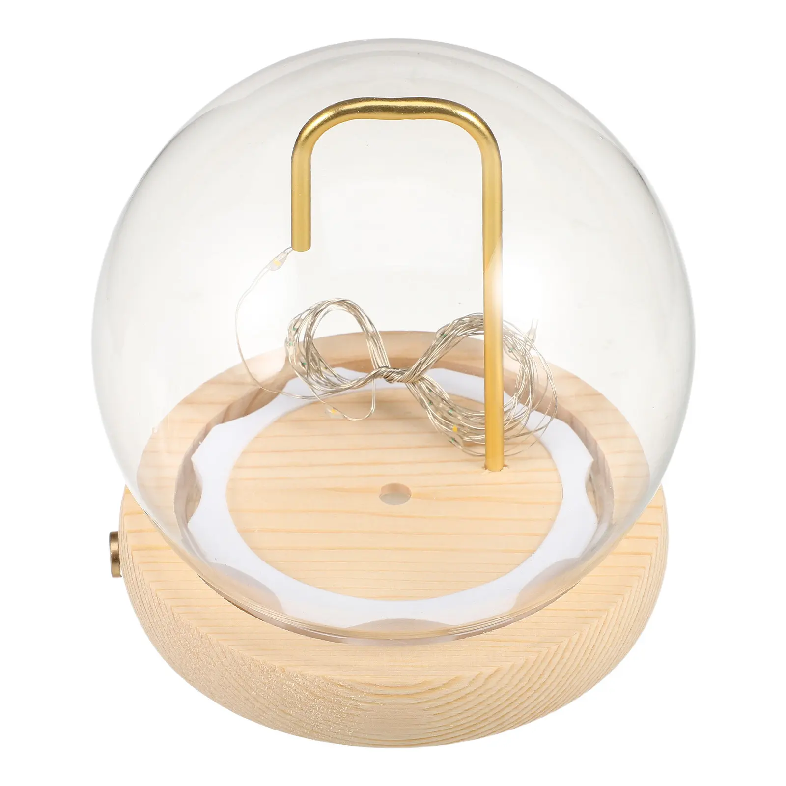 Clear Glass Display Dome 4.72in with Wood Base DIY Lighting Glass Cloche for Keepsake Display Office Desk Snow Globe Decoration