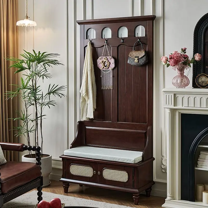 French antique style, living room partition screen cabinet, entrance entrance, solid wood locker