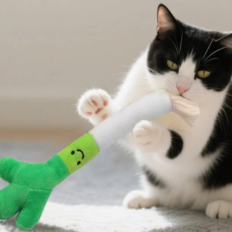 Katzenspielzeug Interaktives Trainings-Soundspielzeug für Katzen, Simuliertes Lauch-Kätzchenspielzeug, Flauschiges Plüsch-Glockenspielzeug für drinnen, Katzenzubehör
