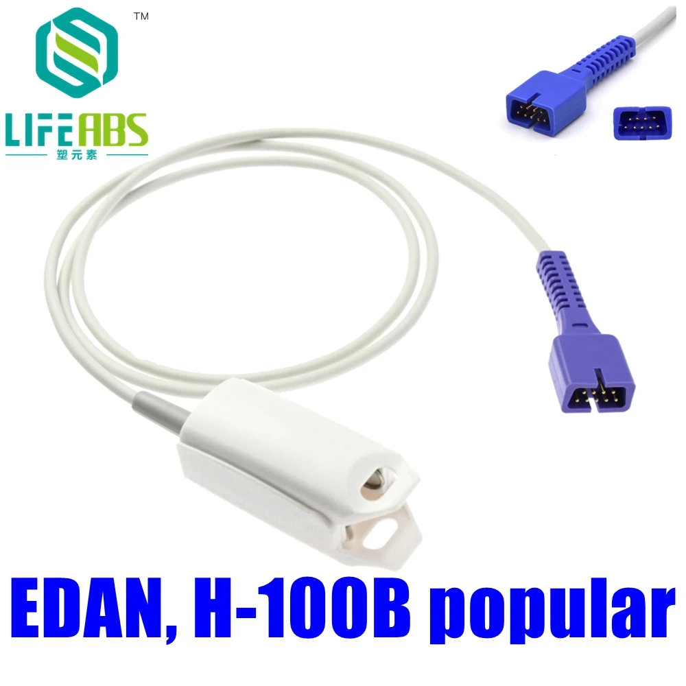 

Adult Finger Clip Ear Clip Silicone Long Cable Reusable Oxygen Sensor Spo2 Sensor for Edan, H-100b Popular Patient Monitor