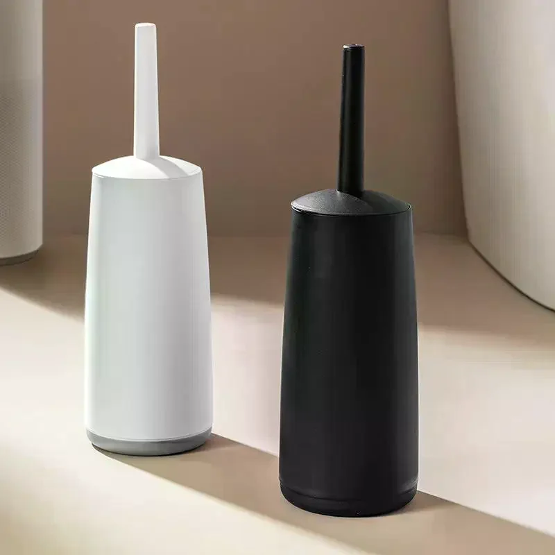 Bathroom Toilet Brush Set Splash Proof with Ergonomic Handle and Plastic Holder for Deep Cleaning and Sanitary Storage