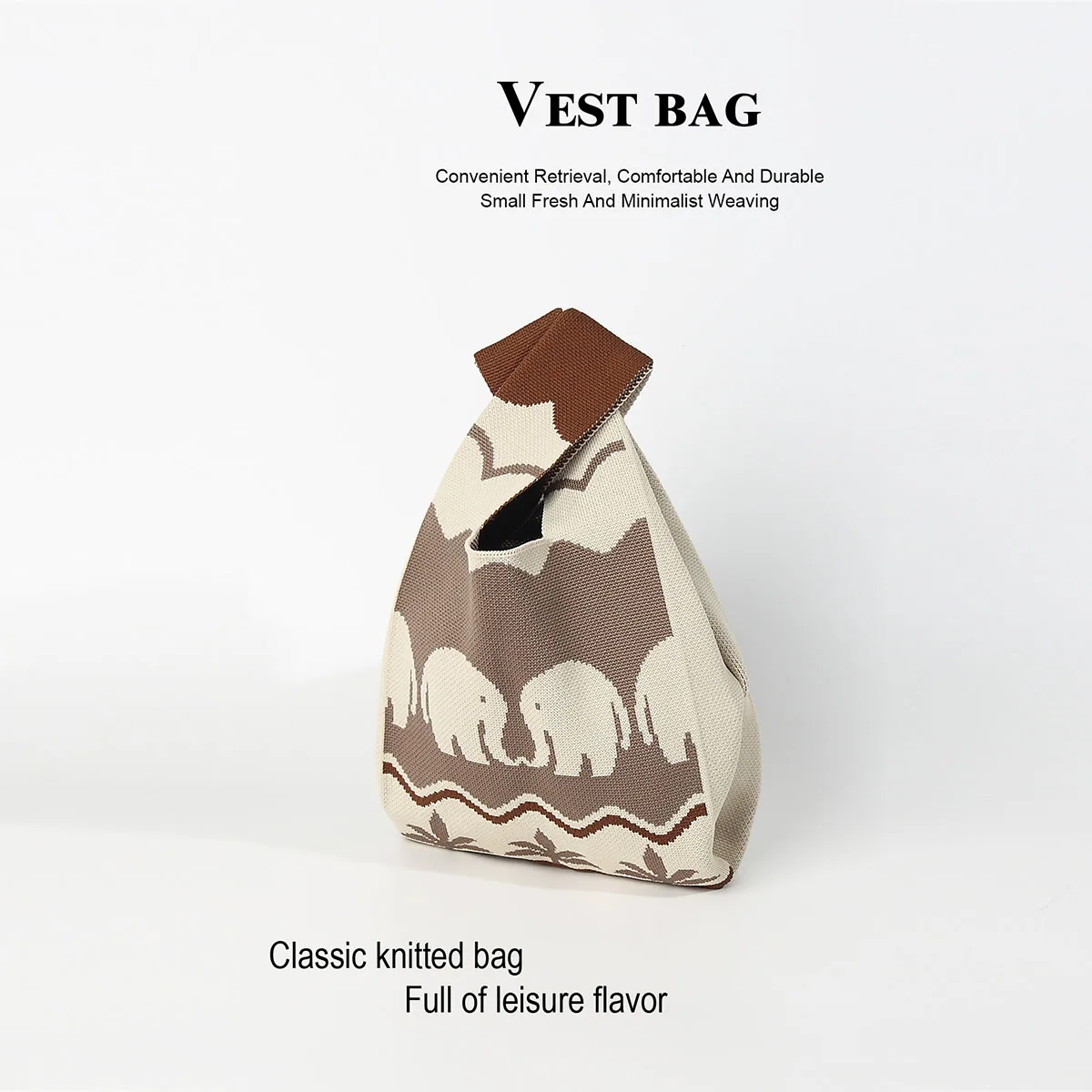 1 Piece of Ethnic-Style Knitted Open-Top Lightweight New Handbag, Suitable for Shopping, Traveling, Taking Photos, Commuting, and Returning to School