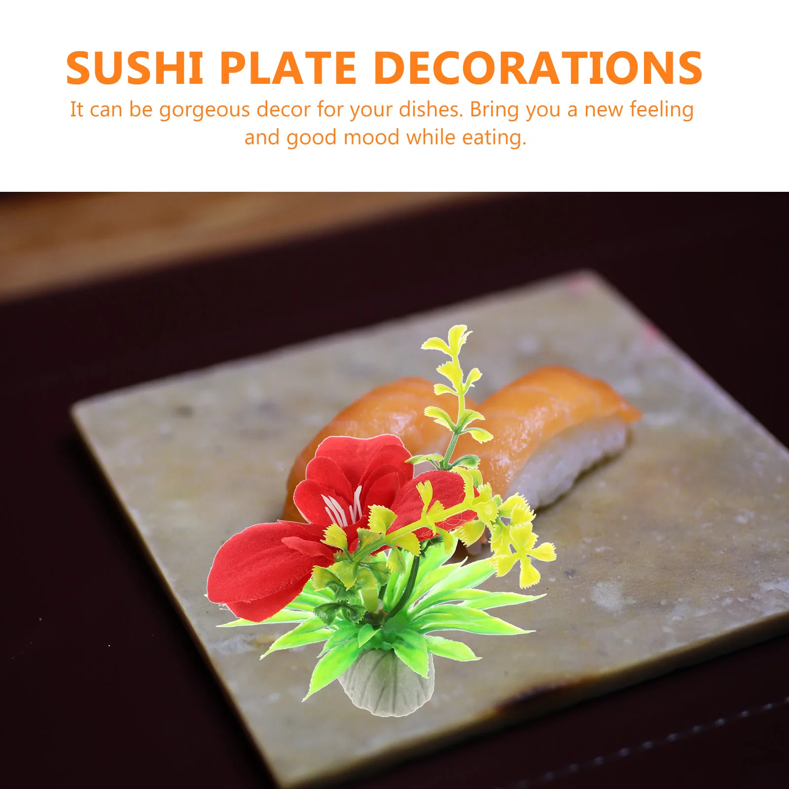 

4Pcs Red Orchid Decorative Flower Ornaments Japanese Sushi Plate Accessories Dish Decors