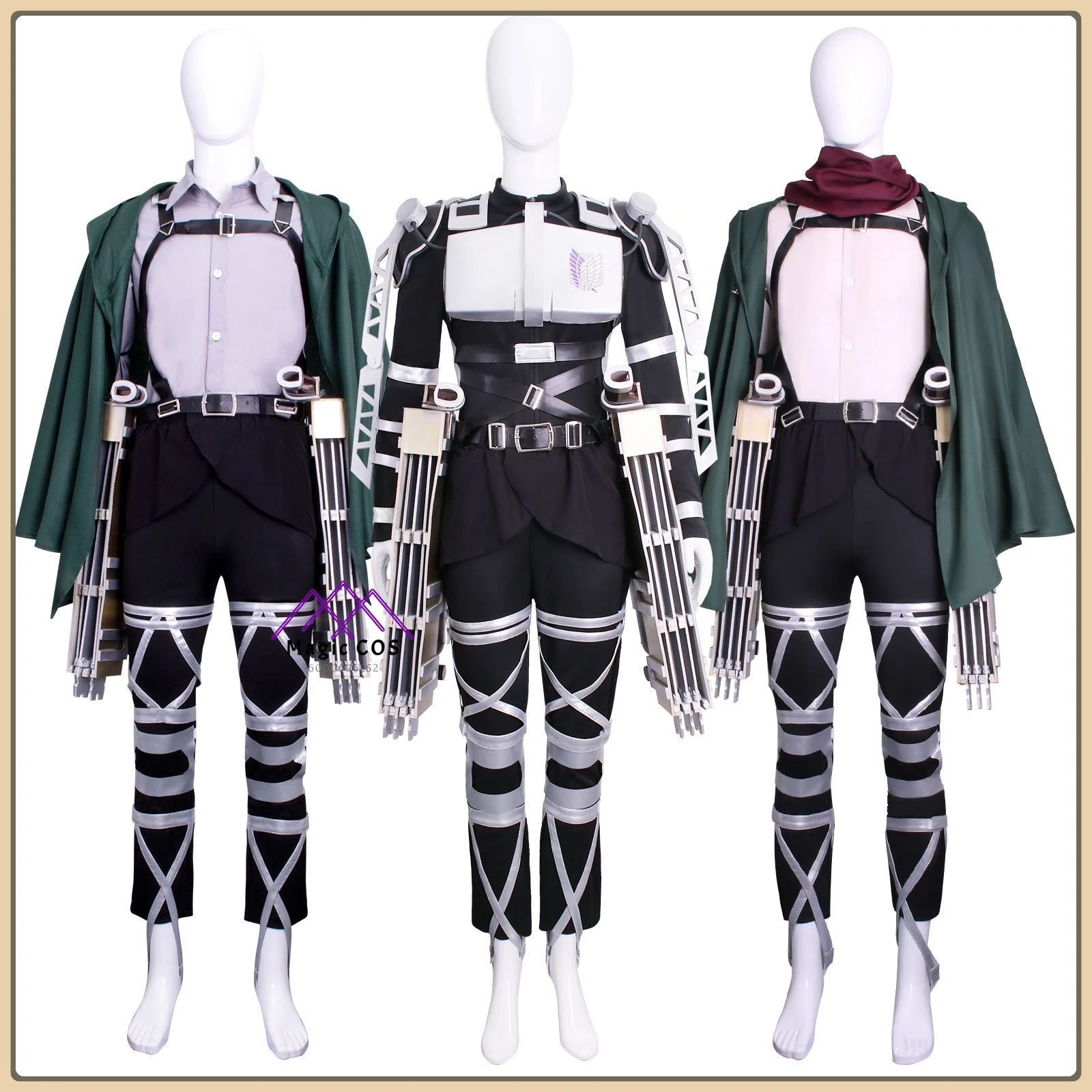 

Attack on Titan Mikasa Ackerman Cosplay Costume Survey Corps Uniform Thunder Spear Prop Anime Outfit for Women Comic Con Party