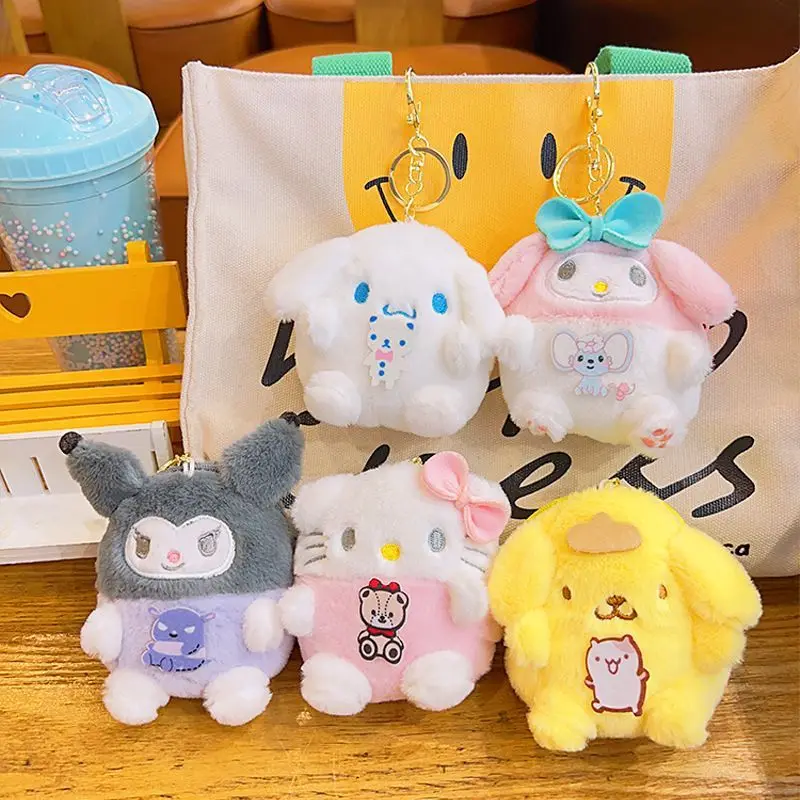Kawaii Kuromi بلدي ميلودي مرحبا كيتي PomPomPurin سينامورول سانريو الأطفال أفخم تغيير محفظة ألعاب من نسيج مخملي مفتاح سلسلة هدية للأطفال