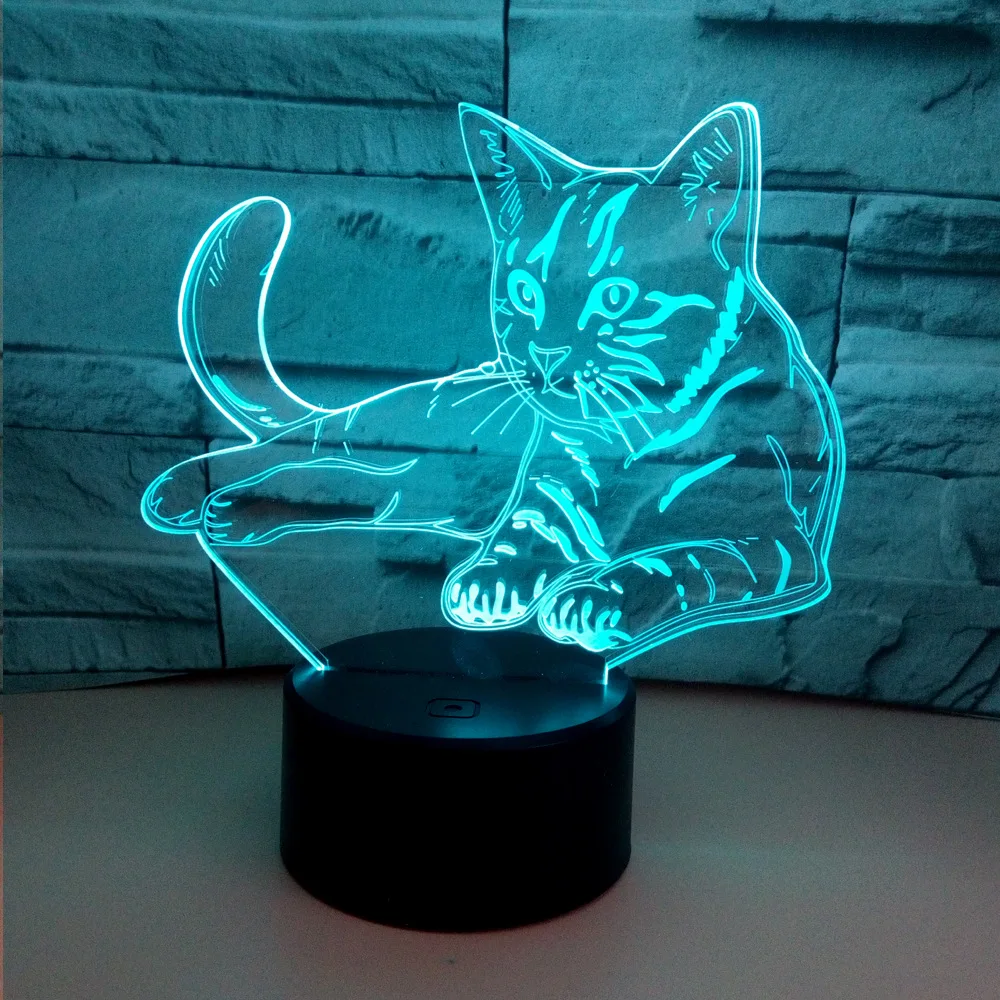 Nighdn Cat LED Night Light 3D Illusion Bedside Table Lamp Bedroom Decoratio Nightlight Birthday Gift for Kids Cat Lover