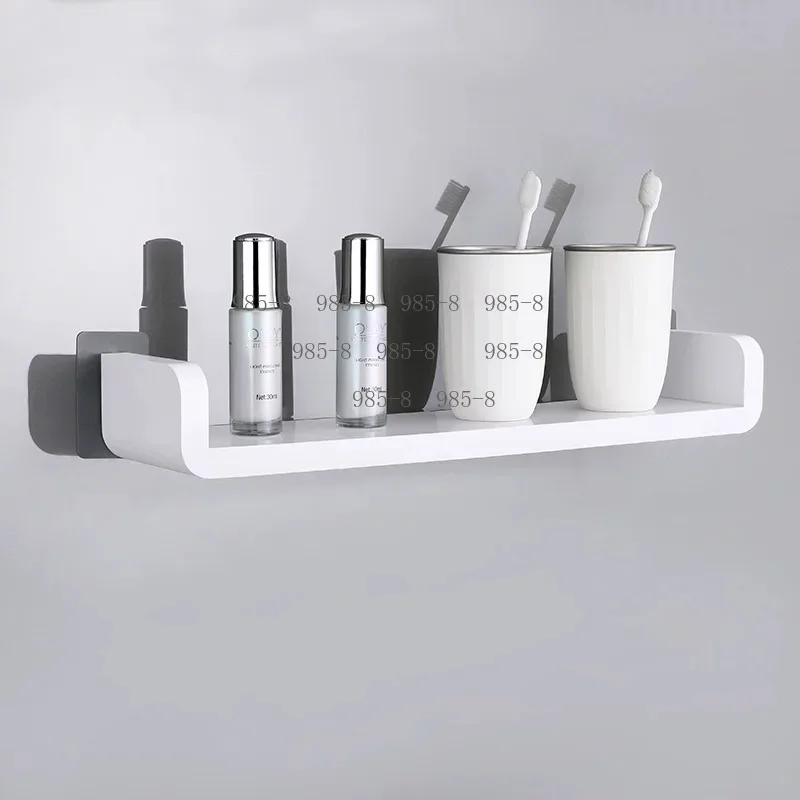 Self Adhesive Wall Mount Bathroom Shelf, 17/32/47cm White Shampoo Towel Storage Organizer Bracket