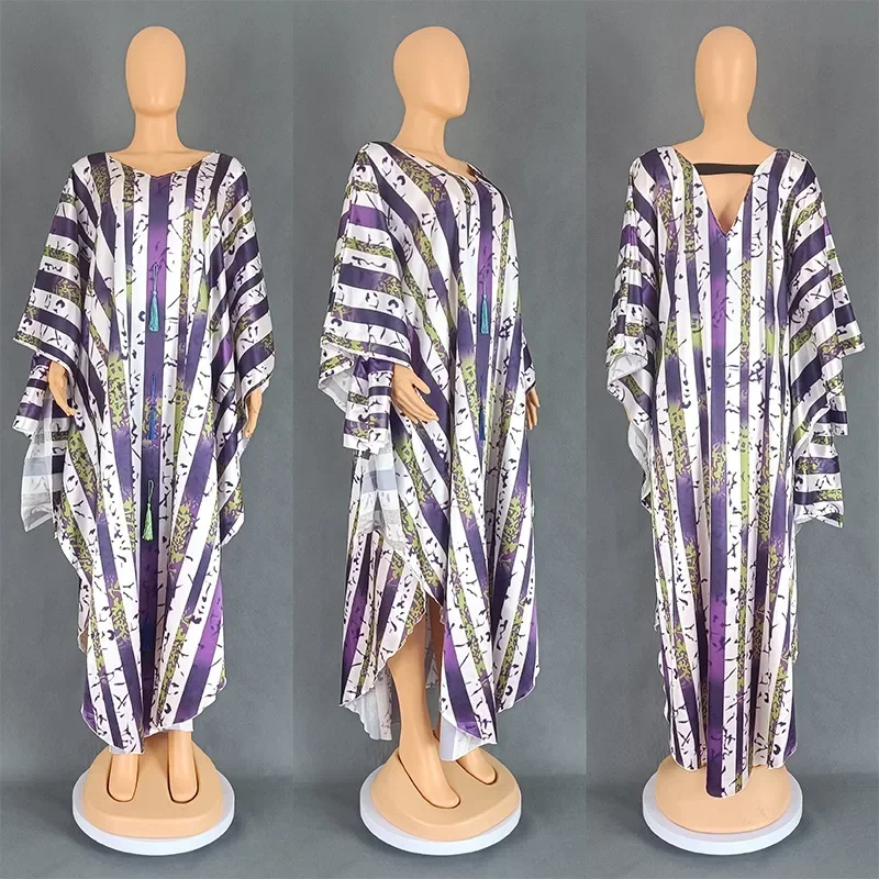 

2024 Plus Size African Dresses for Women Summer African V-neck Polyester Maxi Dress Gowns Ankara Dresses African Clothes Outfits