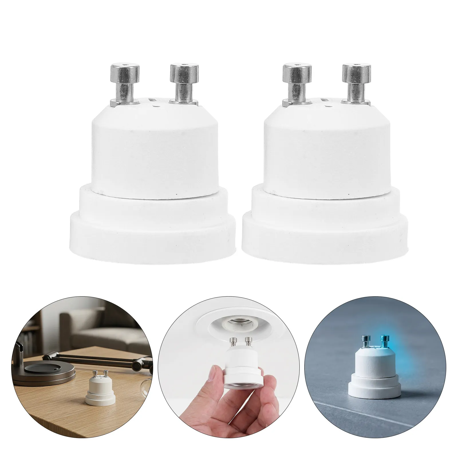 4Pcs Gu10 to E12 Socket Adapter Base Converter Stable Screw Holder for LED Bulb Lighting Gu10 to E12 Converter
