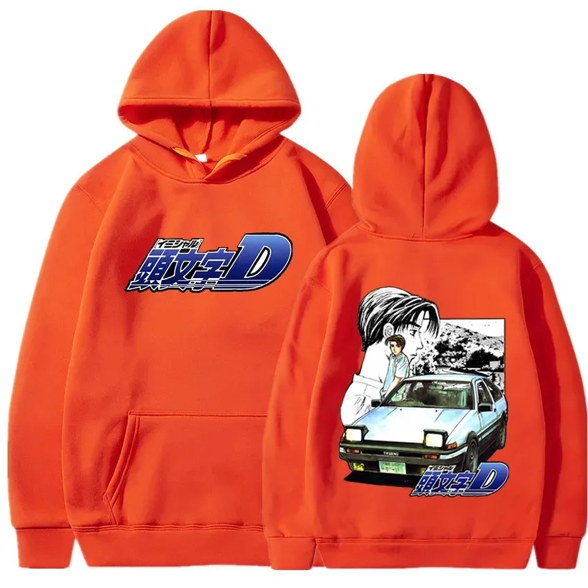 Takumi Fujiwara R34 Skyline GTR JDM Hoodies Vintage Long Sleeve Sweatshirt Japanese Anime Initial D Drift AE86 Racing Car Hoodie