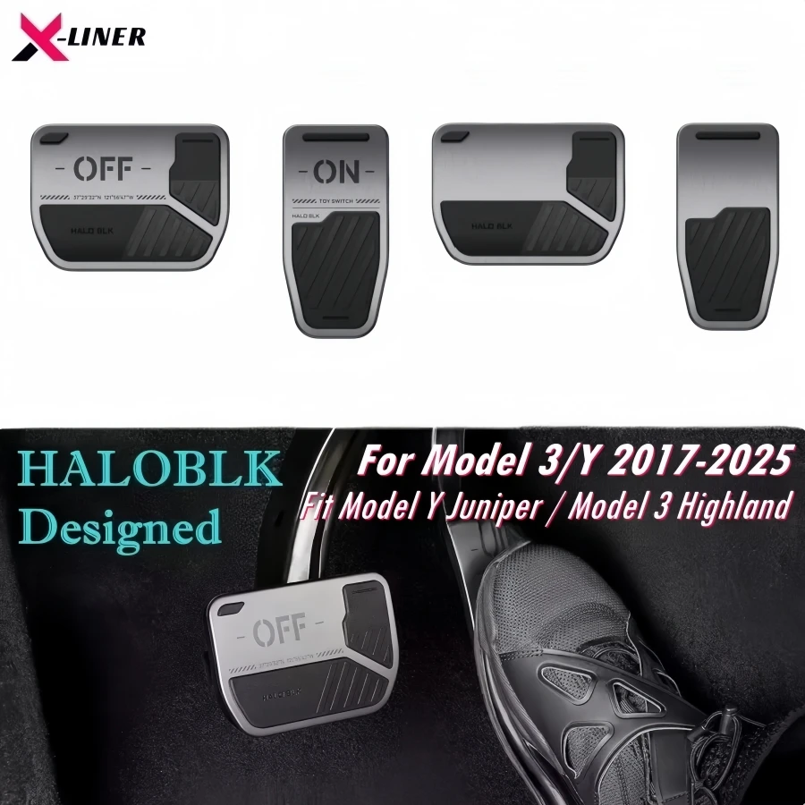 

Нескользящие педали HALOBLK для Tesla Model 3 Model Y 2017-2025 Juniper Y Highland 3, спортивная педаль тормоза и газа из сплава