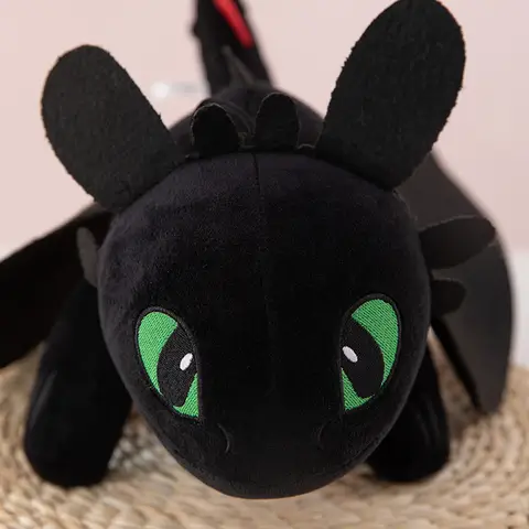 Disney Cute Cartoon Movie Figure Black White Dragon Plush Toy Soft Stuffed Plushies Dolls  Room Decoration Holiday Xmas Gift