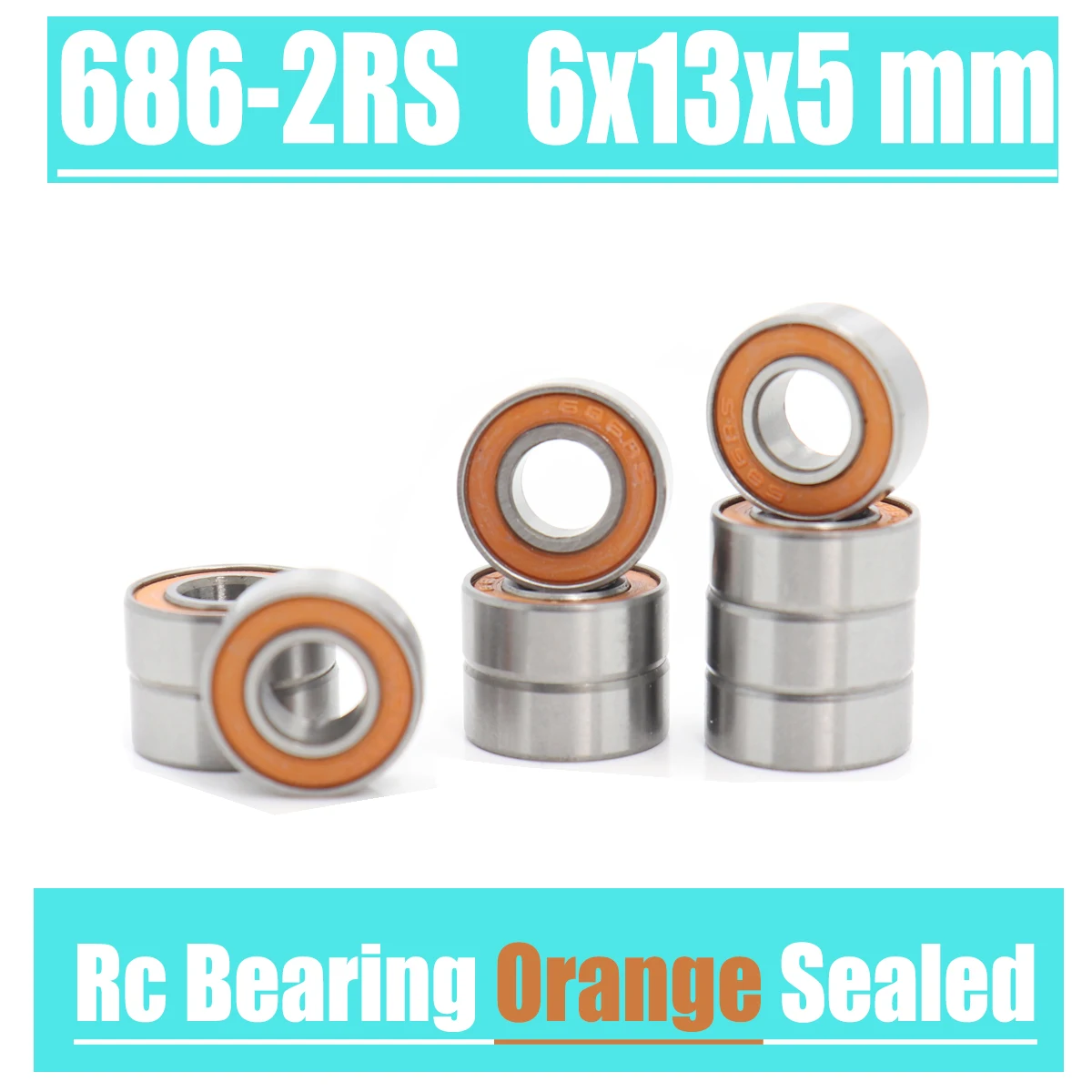 

686RS Bearing 10PCS 6x13x5 mm Hobby Electric RC Car Truck 686 RS 2RS Ball Bearings 686-2RS Orange Sealed