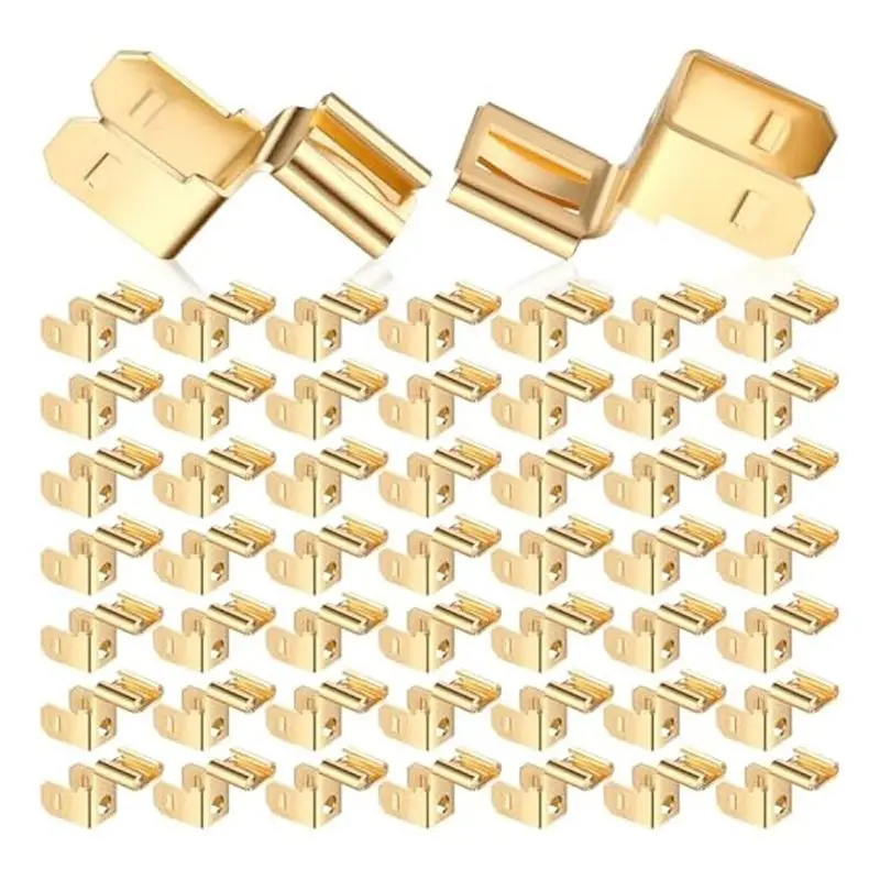 AT02-50Pcs Piggyback Spade Connectors Quick Disconnect Electrical 3 Way Adapter,1/4Inch 2 Male And 1 Female Tabs