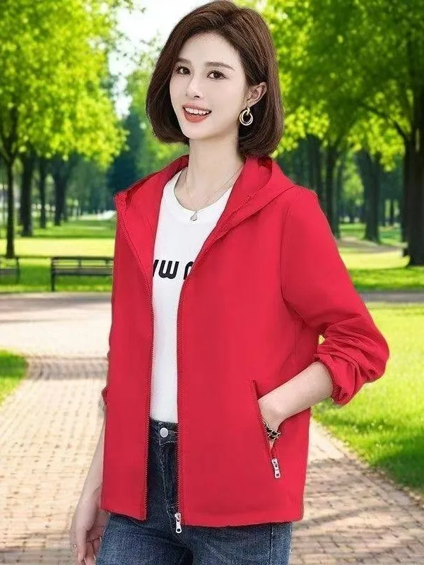 2026 New Double Layer Jacket Women's Short Spring Autumn Casual Fashion Outerwear Loose Fit Zipper Pocket Hooded Thin Coat