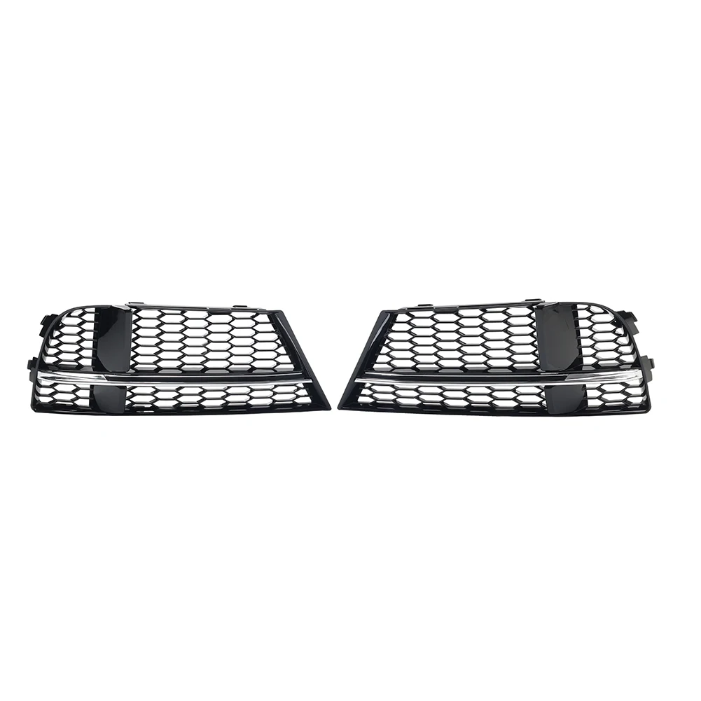 2pcAuto Front Bumper Fog Light Grill Cover Honeycomb Mesh Grille For Audi A3 2016 2017 2018 2019 2020 for Sport Bumper Only