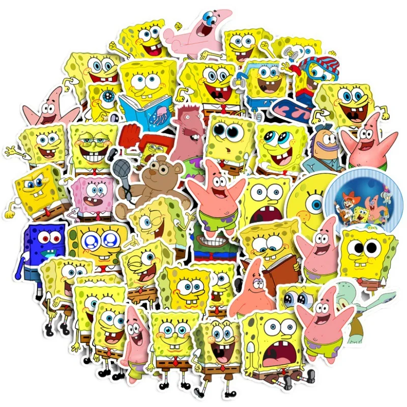 90PCS Animation Cartoon SpongeBob Doodle Suitcase Skateboard Notebook Decoration Waterproof Sticker Gift Children\'s Toy