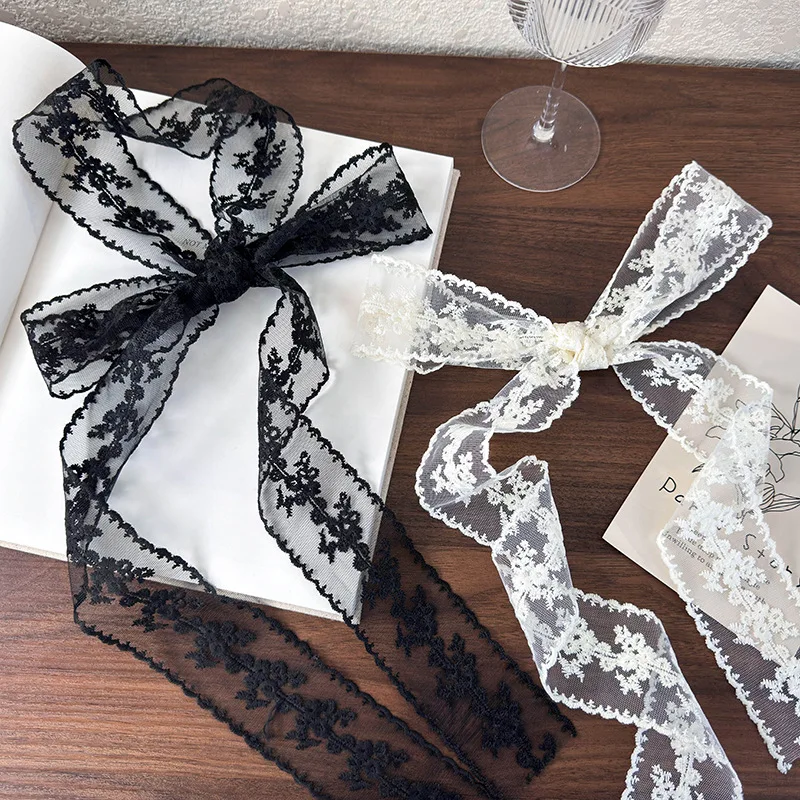 

Accessories Retro Lace Long Silk Scarf Headband Personalized Versatile Decorative Ribbon French Versatile Headband Belt