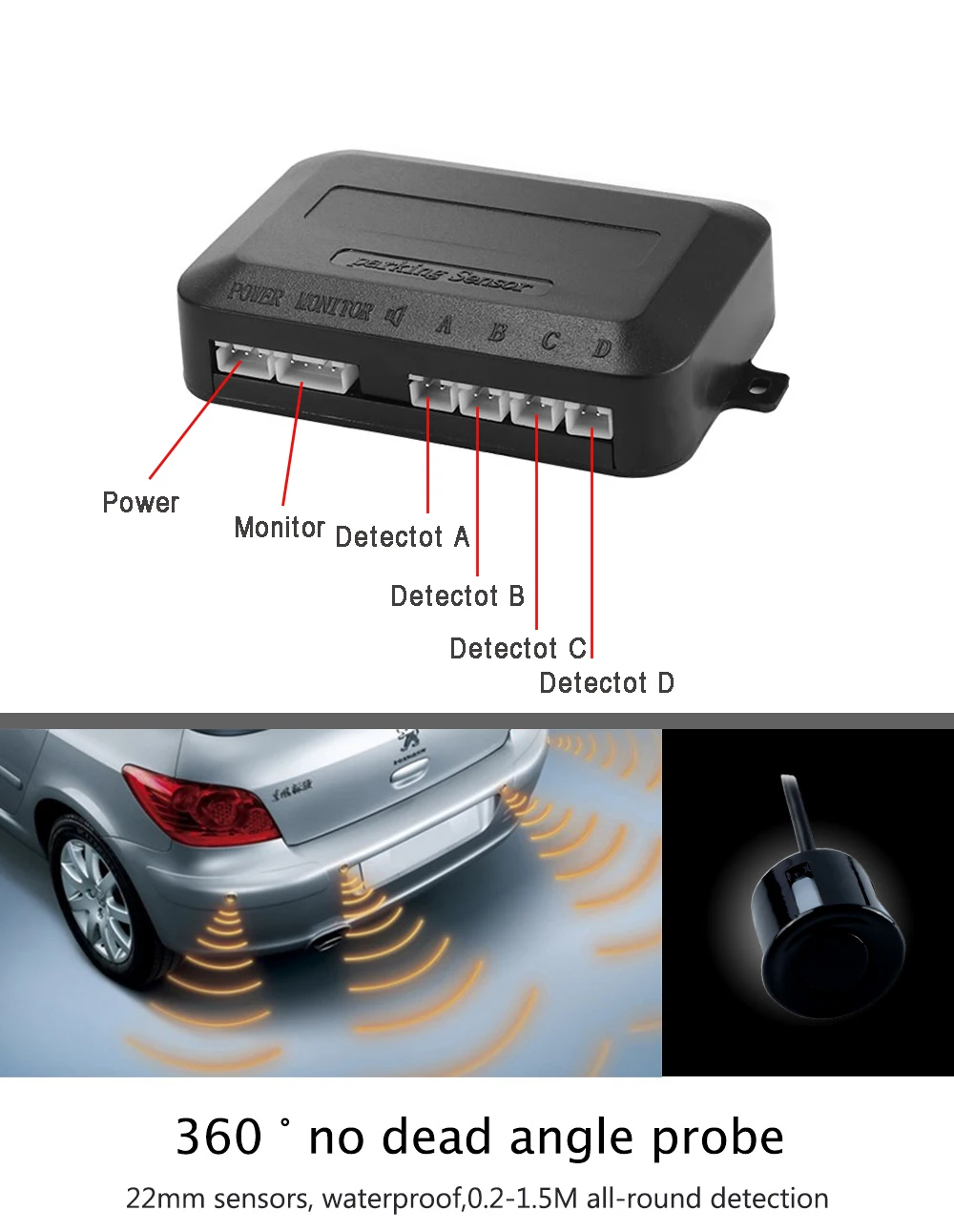 Riloer Kit Sensore di Parcheggio Posteriore, Sistema di Assistenza al