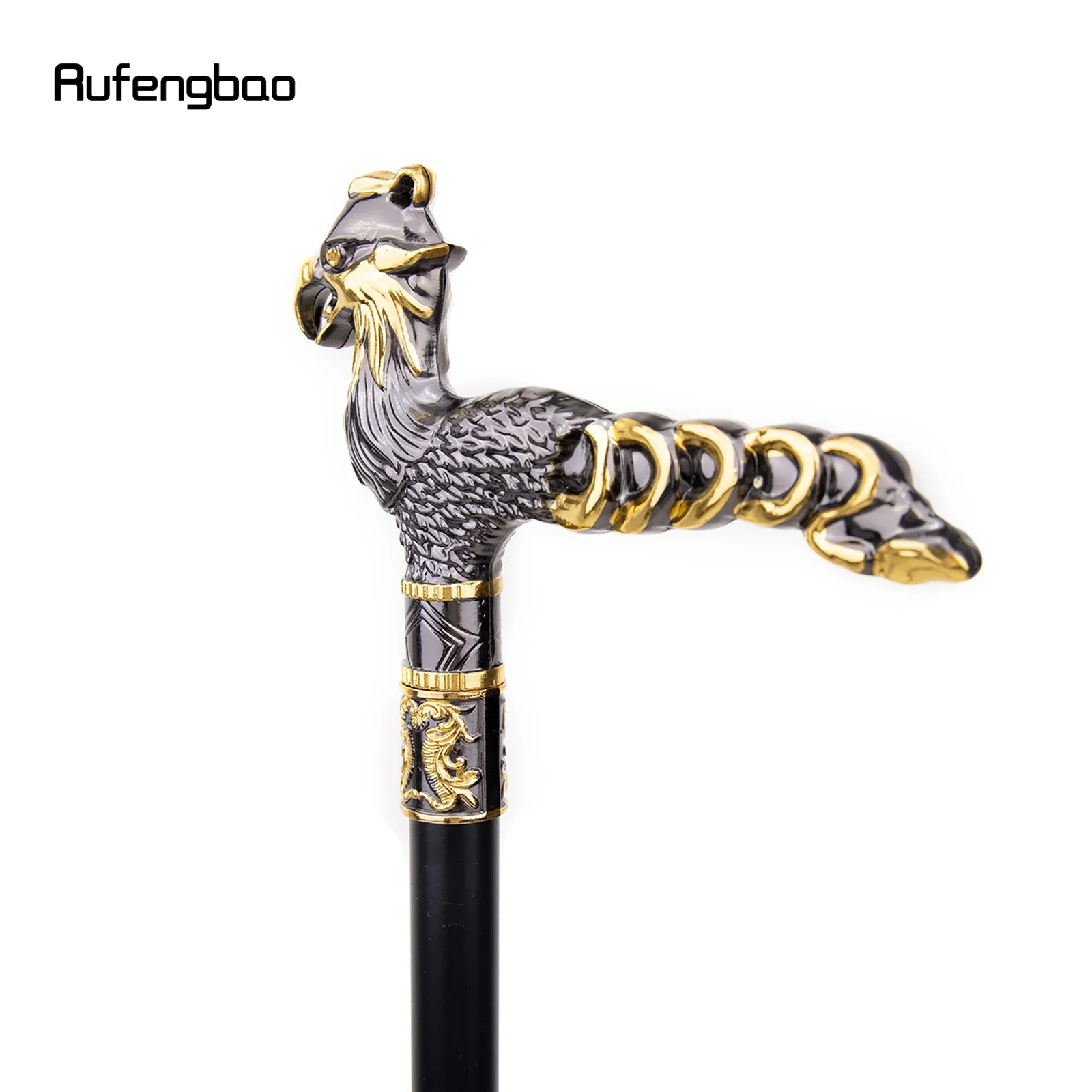 Gold Black Bird Walking Cane Fashion Decorative Walking Stick Gentleman Elegant Cosplay Cane Knob Crosier 93cm