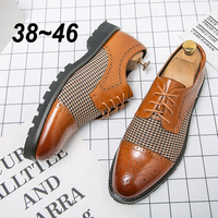 Men's Dress Oxford Brogue Derby Carved Fashion Business Male Designer Casual Leather Formal Loafers Suit Shoes for Men Footwear