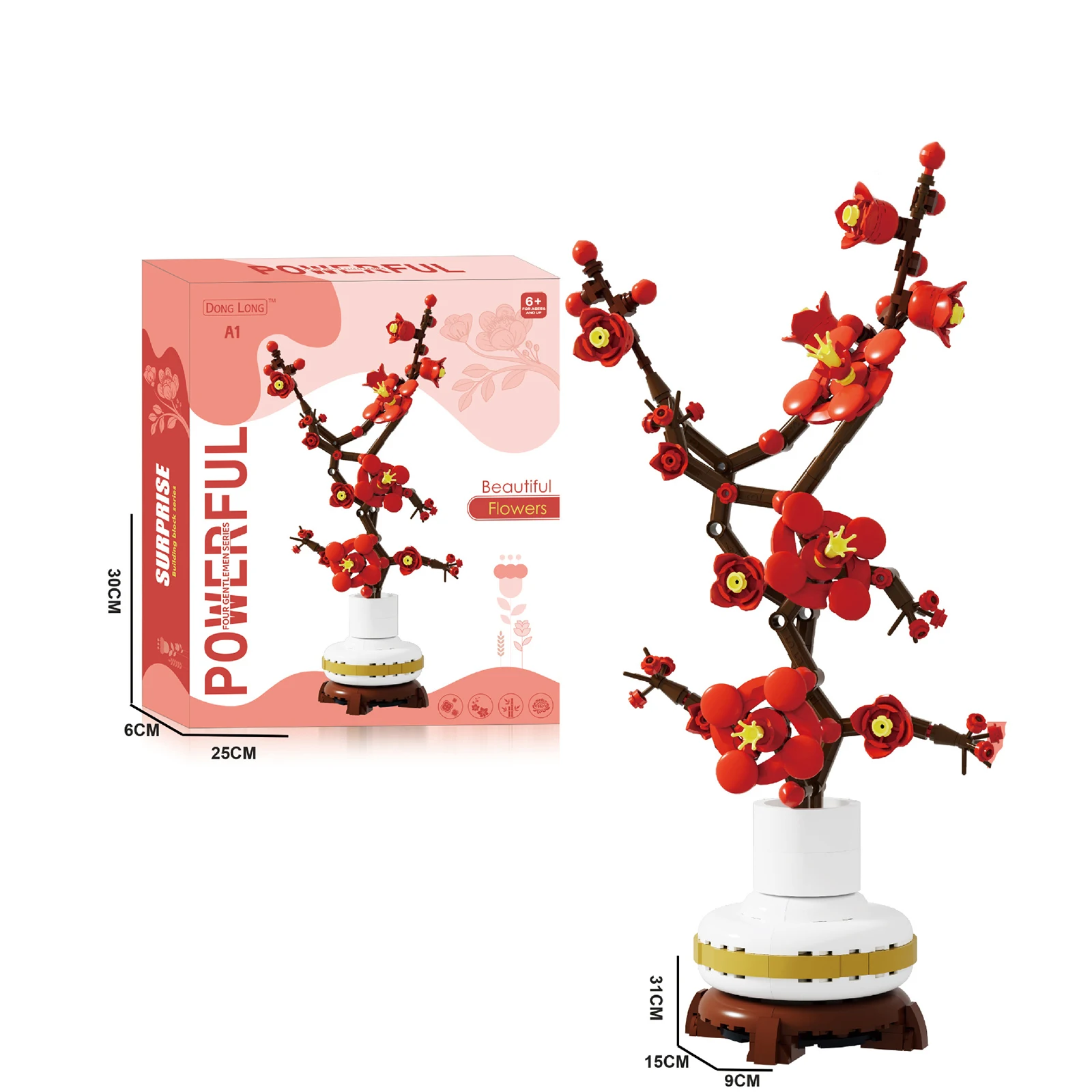 Flower Plant Pot Building Blocks Simulation Chrysanthemum Model Ornaments MOC Technical Bricks for Girl DIY Holiday Gifts