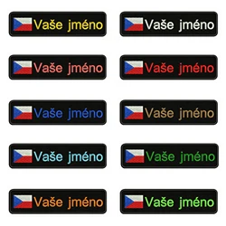 Czech Republic Flag 10X2.5cm Embroidery Custom Name Text Patch Stripes Badge Iron On Or  Patches