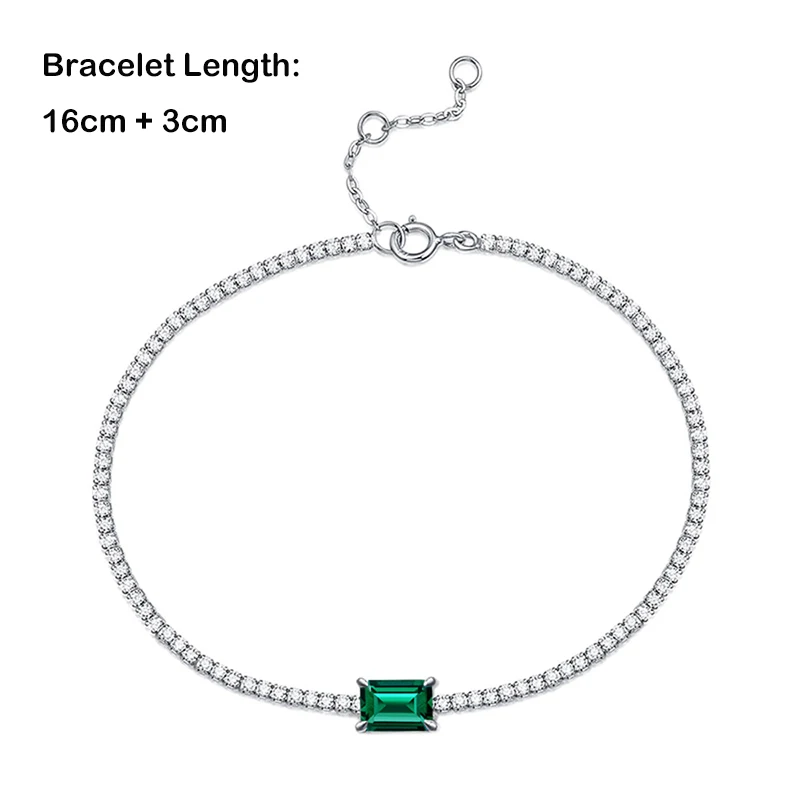 EWYA 1,5 ct Angebaut Smaragd Halskette und Ring Einfache 925 Sterling Silber Zirkon Armband frauen Ohrringe Partei Schmuck-Set