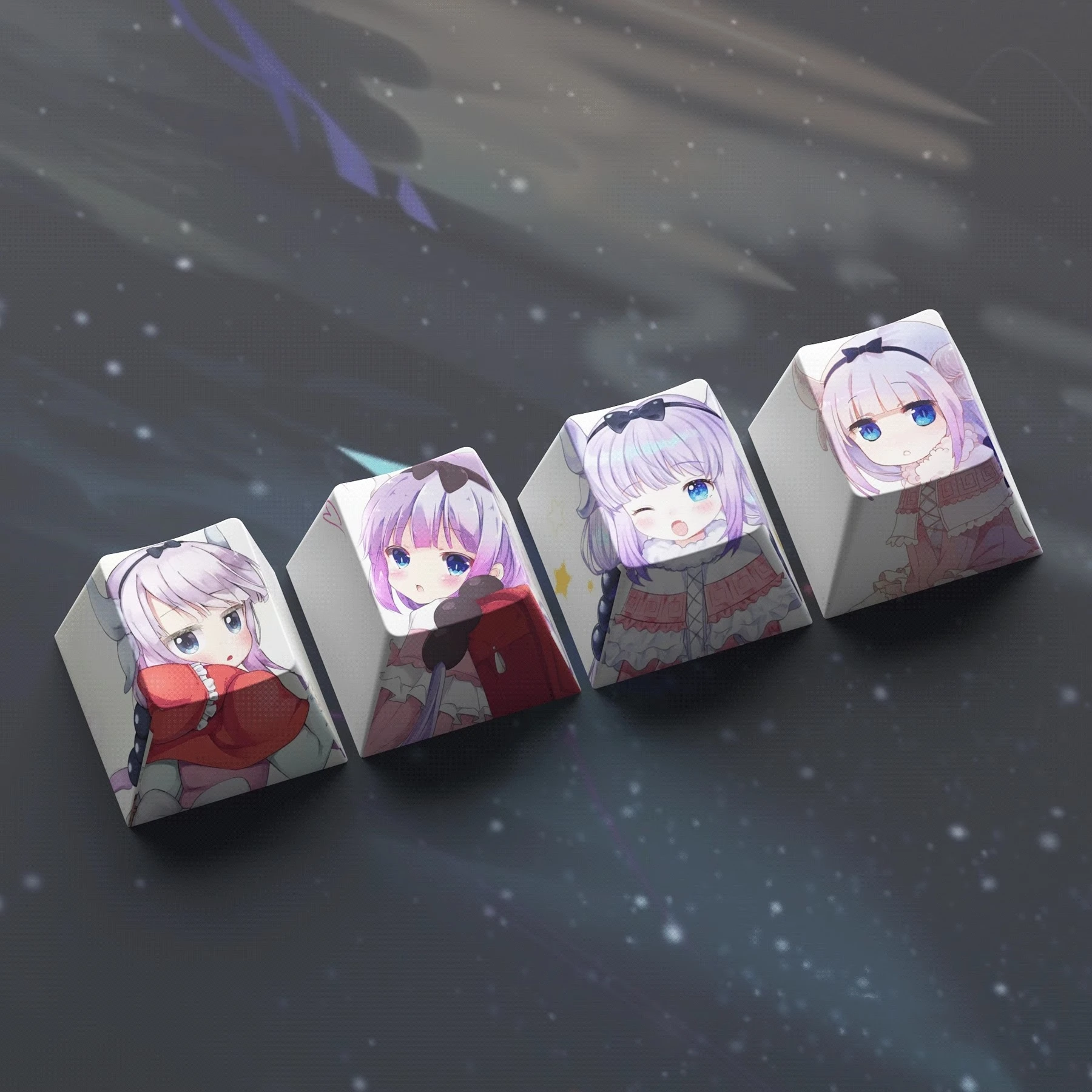 4 teclas/conjunto senhorita kobayashi dragão empregada keycaps pbt tampas de chave de sublimação de tinta para interruptores mx cereja perfil keycap tohru