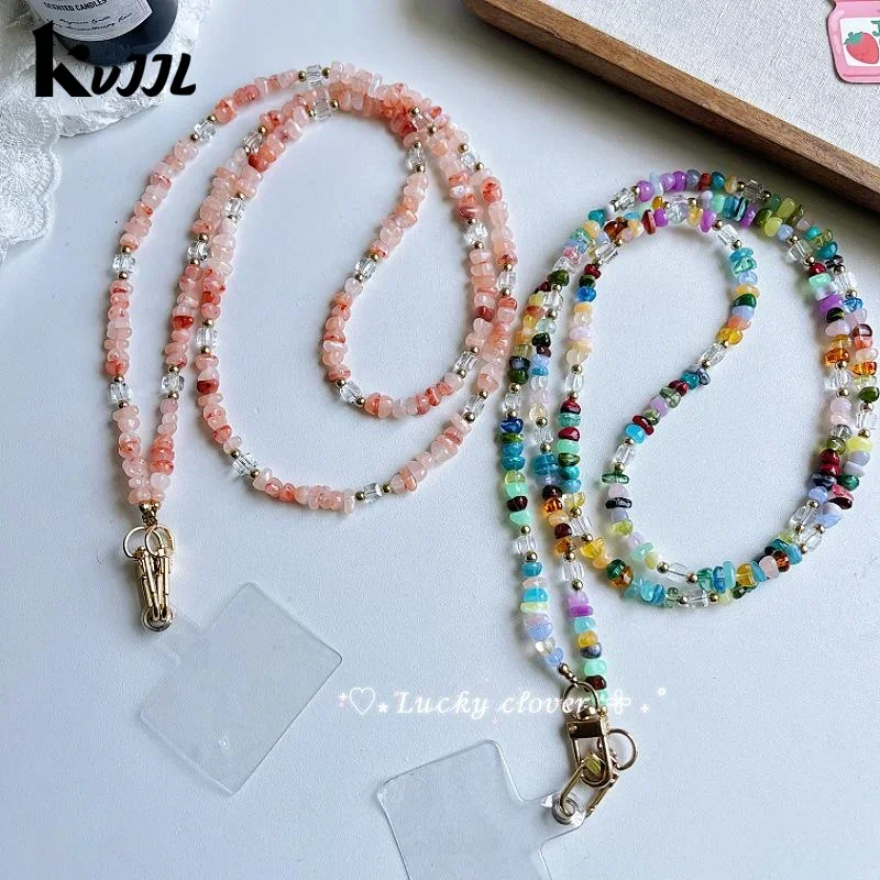 1 قطعة DIY اكسسوارات أنيق لطيف حجر جوهرة الهاتف المحمول Crossbody الأشرطة الحبل الخرز سلسلة للهاتف 15 14 13 12 11 برو ماكس #4