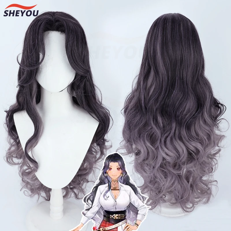 

Scarle Yonaguni Cosplay Wig Vtuber NIJISANJI EN 6th ILUNA Long Curly Heat Resistant Synthetic Hair Anime Party Wigs + Wig Cap