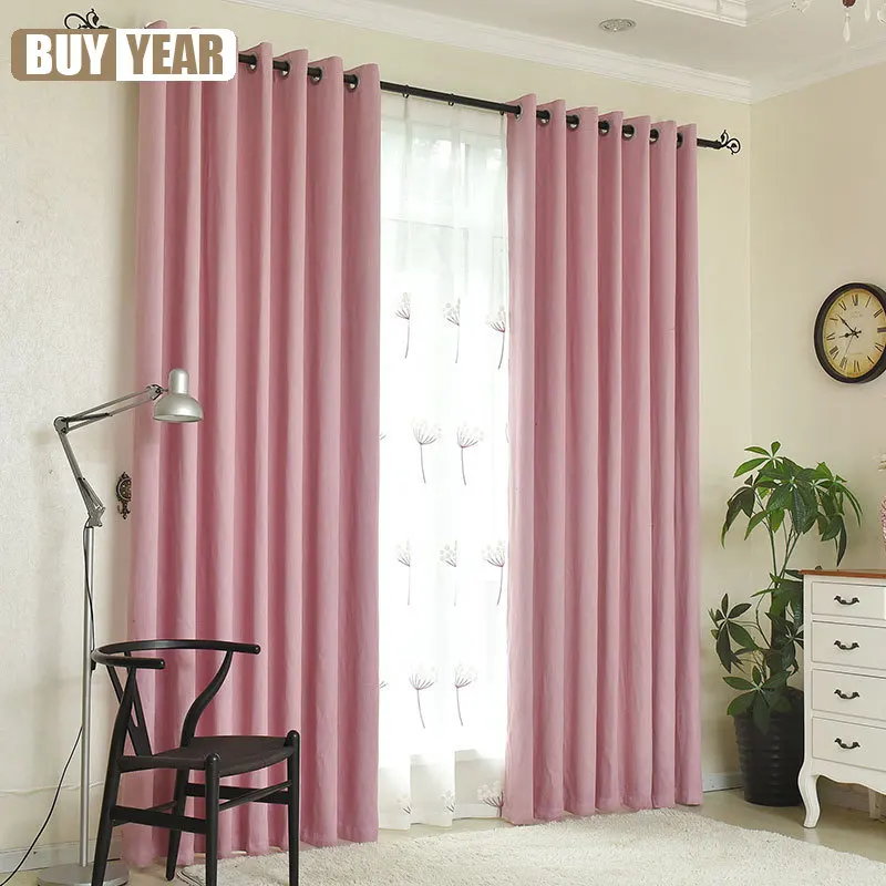 

Curtains for Living dining Room Bedroom New solid color slub cotton curtain precision full blackout curtain fabric