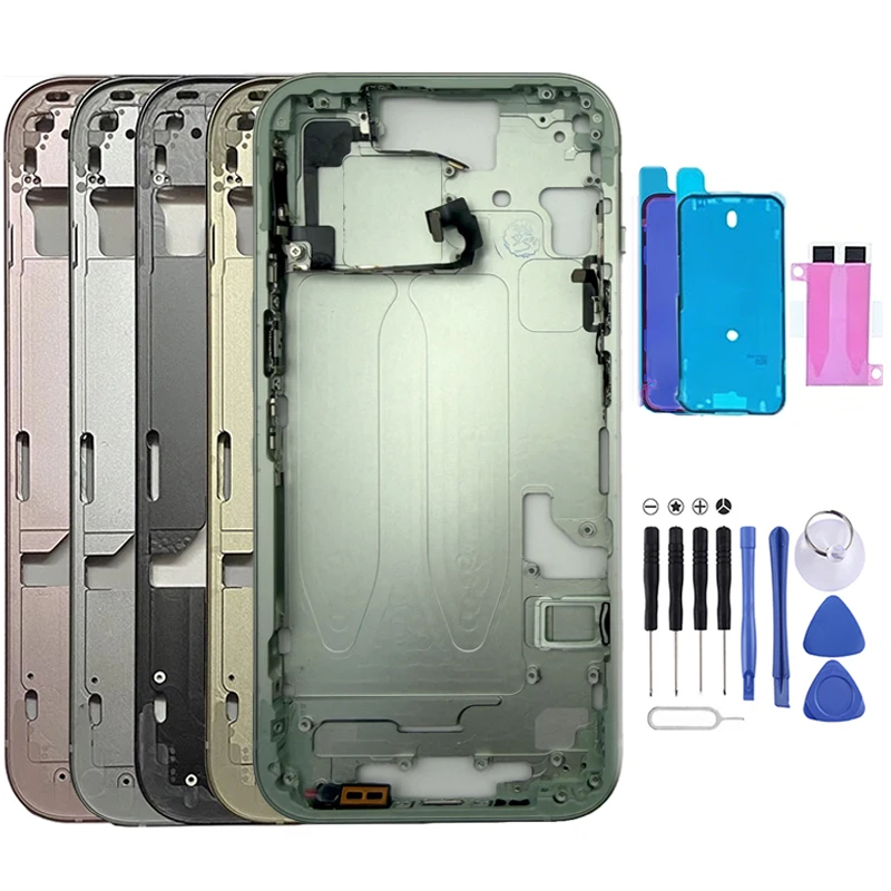 Full Chassis Replacement Kit for iPhone 15 6.1inch OEM Middle Housing Frame Assembly with SIM Tray, Buttons, Waterproof Seal
