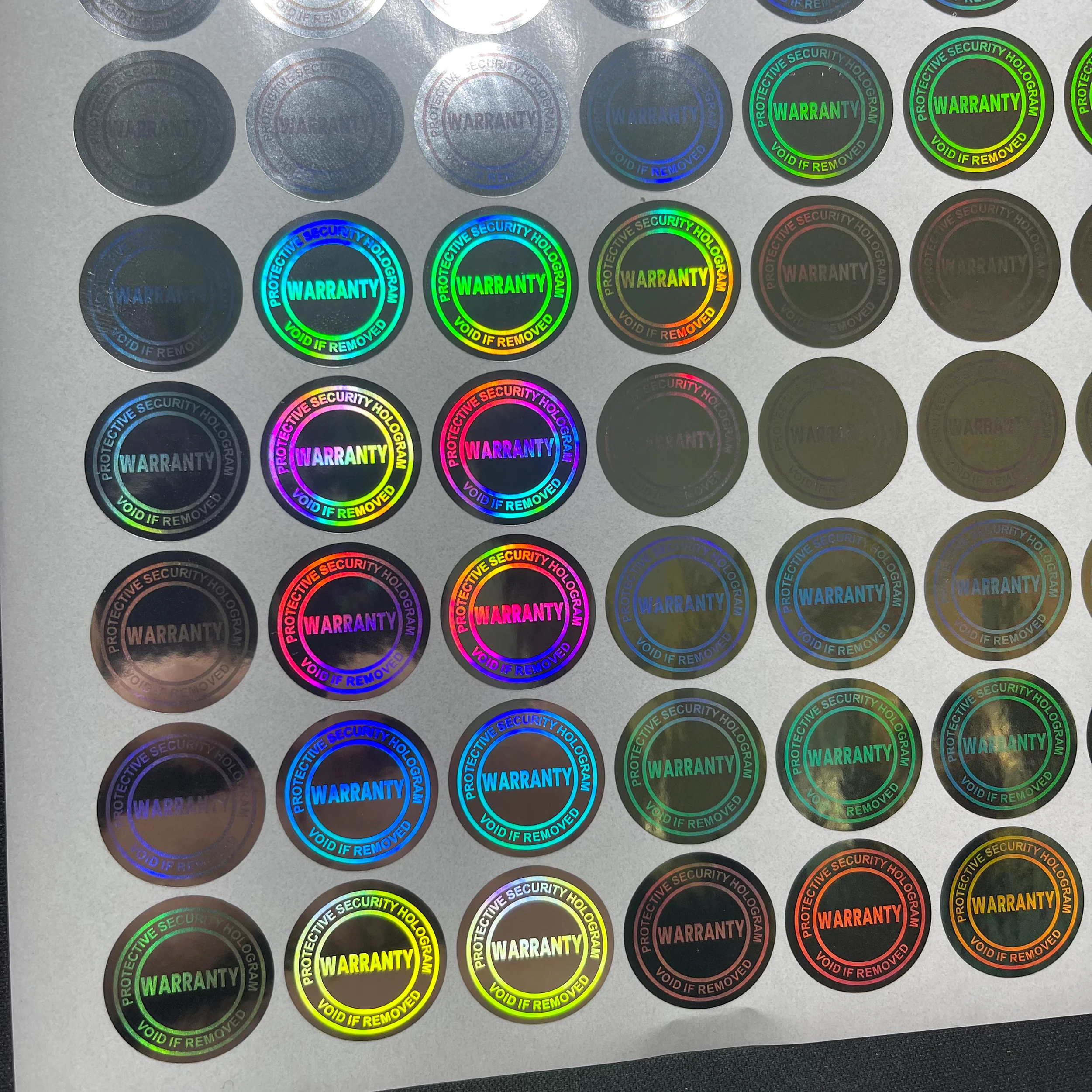 

100PCS silver original warranty sealed laser holographic label Tamper proof sticker size 20mm diameter