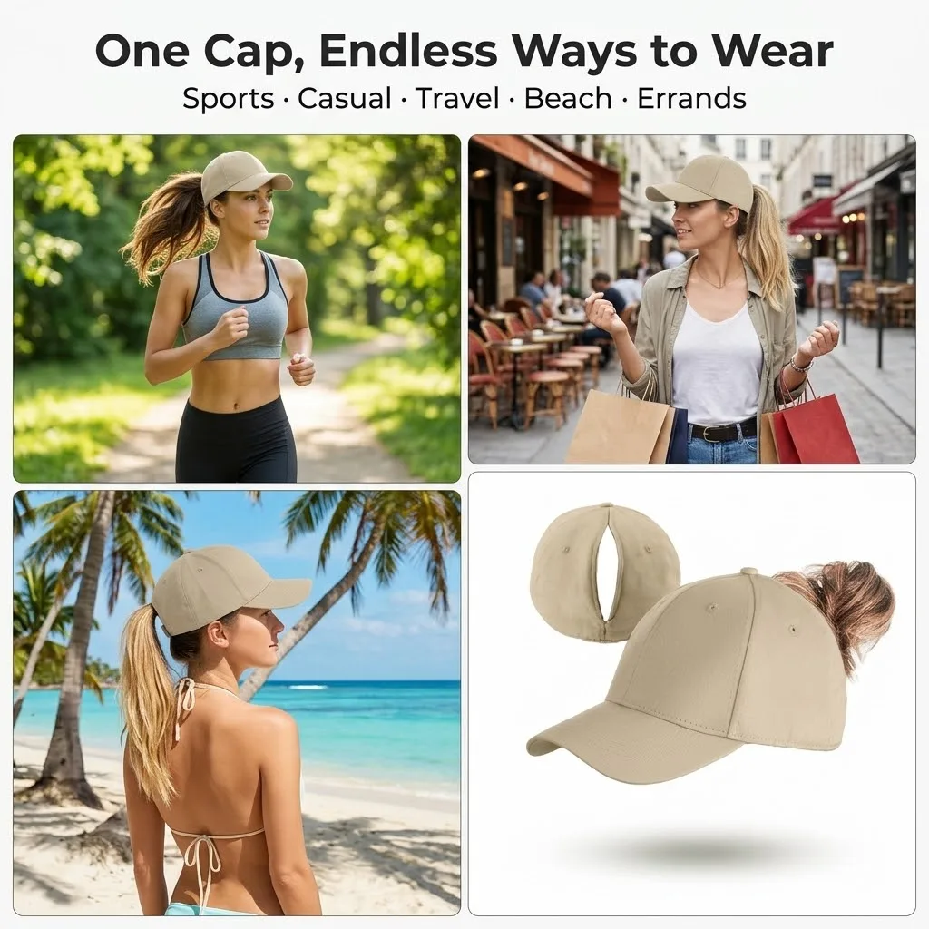 Women's Fashion Magnetic Ponytail Hat Quick-Dry Fabric for Running Tennis Golf European American Style Hair Accessory view 4