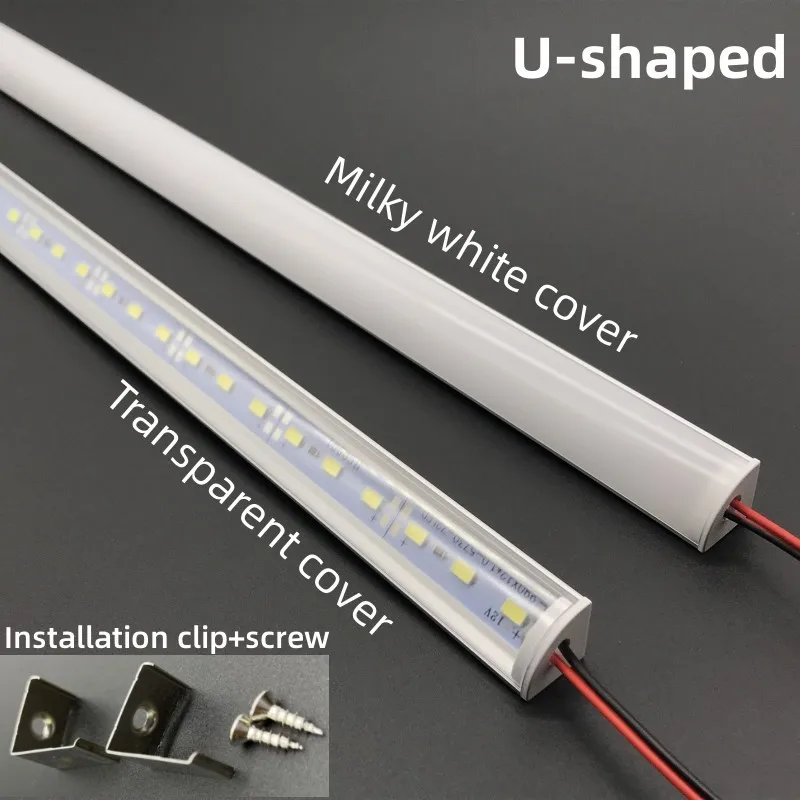 1-30 Uds tira rígida LED DC12V 50CM 20 pulgadas SMD5730 36LEDs tira rígida de canal de aluminio LED plano en forma de U/V para iluminación interior