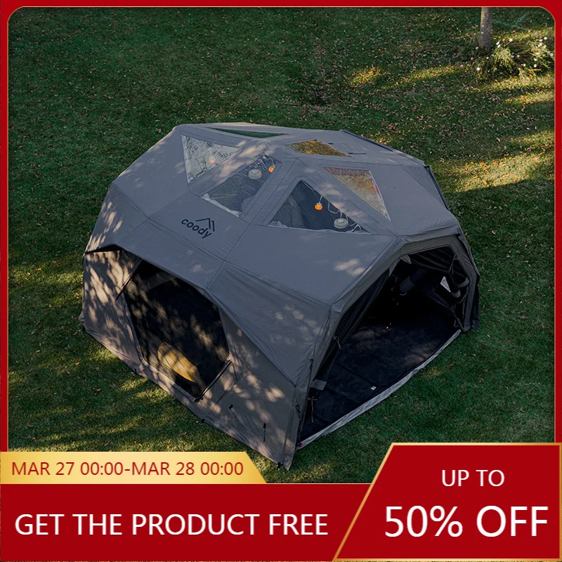 Gray Coody Hubshelter Pro Cotton Air Tent, Durable 4 Seasons Inflatable Tent for Outdoor Family Camping
