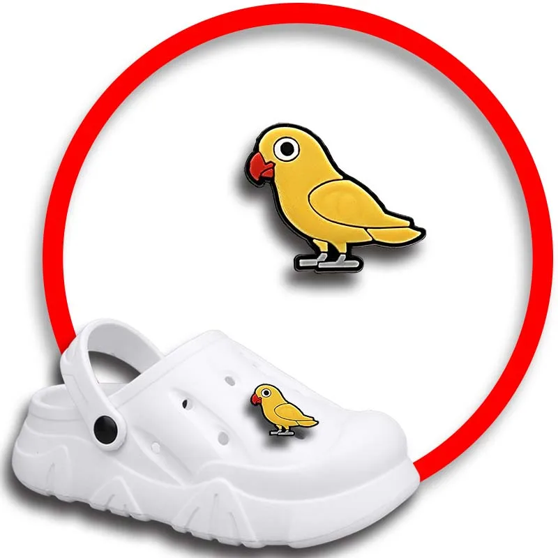 Pappagallo uccello ciondoli per scarpe per Crocs sandali donna zoccoli spille decorazioni per scarpe accessori uomo distintivi ragazze bambini scarpe accessori