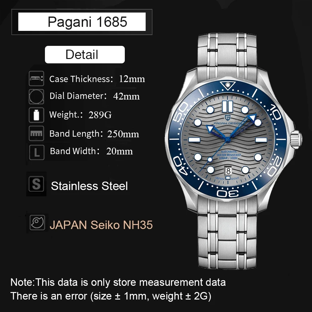 PAGANI DESIGN 007 Original Mens Watches 2023 Mechanical Automatic Watch For Men Sports Waterproof Stainless Steel Luminous Clock