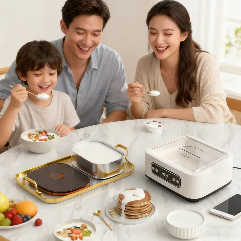 Professional Automatic Yogurt Maker Multifunctional Ice Cream & Pudding Maker Adjustable Temperature Time 110V/220V