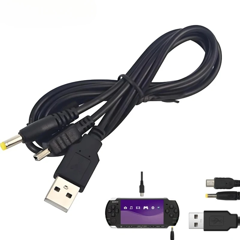 Carregador USB 2 em 1 para console de jogos PSP 1000 2000 3000 Cabo de dados USB + cabo carregador acessório de jogo
