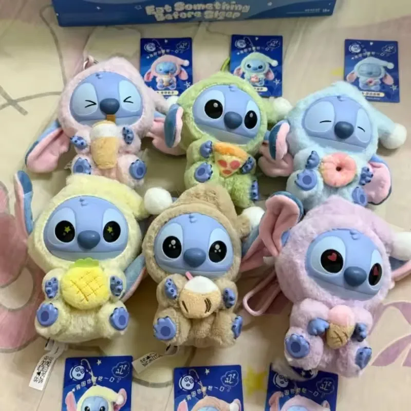 Borsa per scatola cieca Kawaii Stitch Eat Some Thing Before Sleep Series Ciondolo in vinile Bambola carina Scatola misteriosa Bambola soffice Regalo a sorpresa