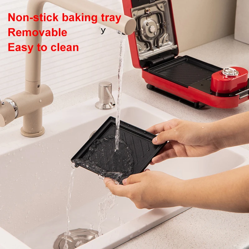 Sandwichera eléctrica multifunción de 650W, máquina de gofres antiadherente para desayuno automático, tostadora de pasteles y huevos con burbujas, 220V