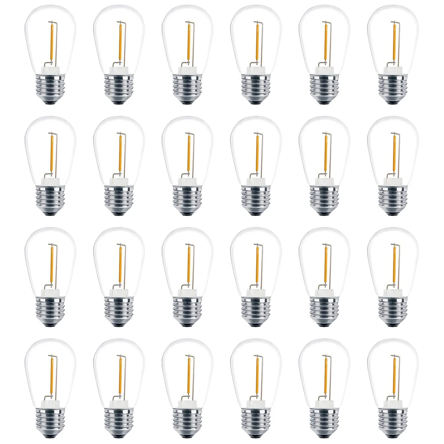 

24 Pack 3V LED S14 Replacement Light Bulbs, Shatterproof Outdoor Solar String Light Bulbs, Warm White