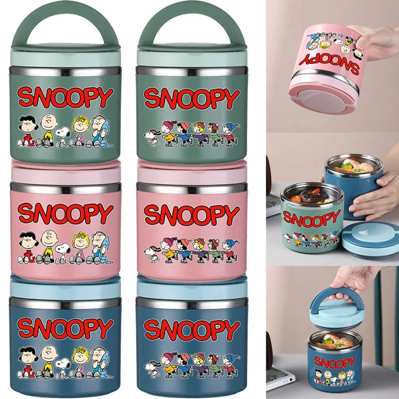 

630ml Snoopy Stainless Steel Lunch Box Food Thermal Jar Insulated Soup Cup Thermos Containers Portable Lunch Container Sets New