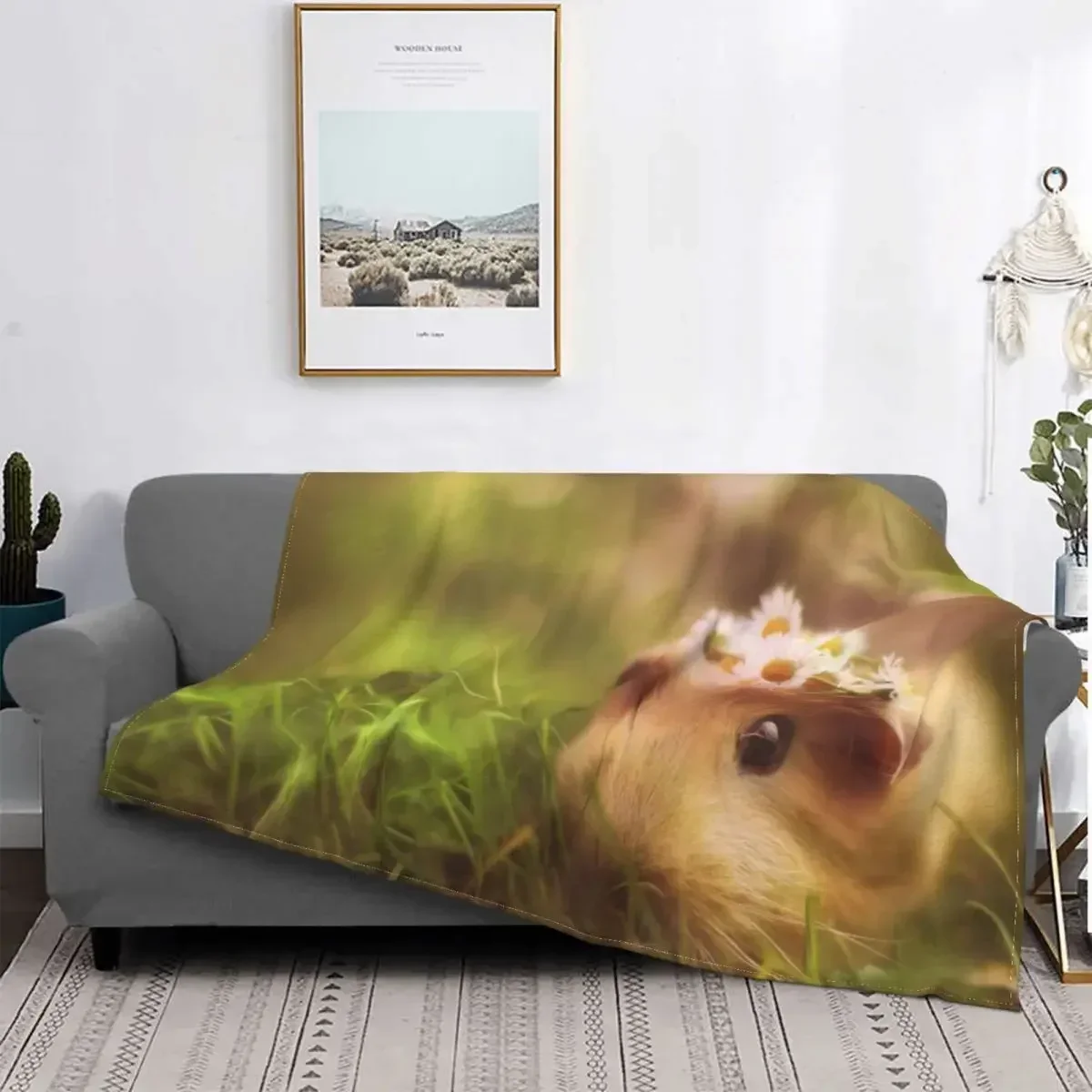 2026 Guinea Pig And Flowers - Black Throw Blanket Pompompurin Receiving Blankets For Bed Bedspread Queen King Size Bed Cover Sof